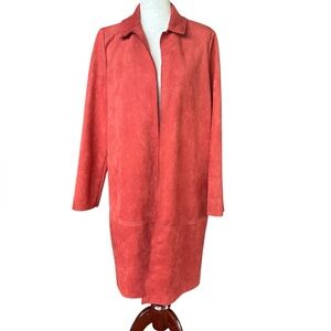 Philosophy Republic Women's M‎ Faux Suede Open Front Coat Jacket Rust Minimalist